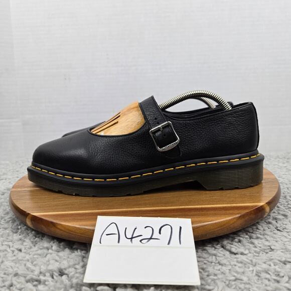 Dr. Martens Shoes - Dr. Martens Womens 9 Elphie MJ Mary Jane Black Leather Strap Casual Y2K Shoe
